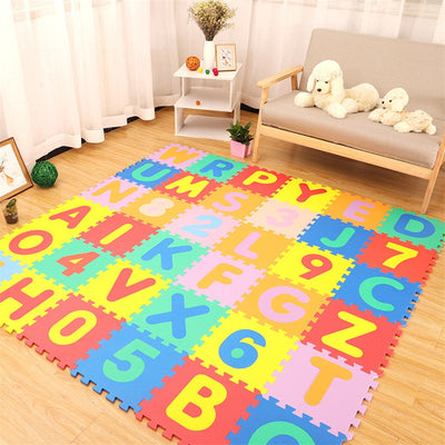 Tapis de jeu doux en mousse avec motif animal et lettre pour bébé