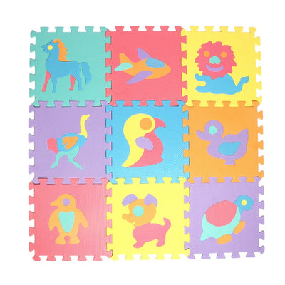 Tapis de jeu doux en mousse avec motif animal et lettre pour bébé