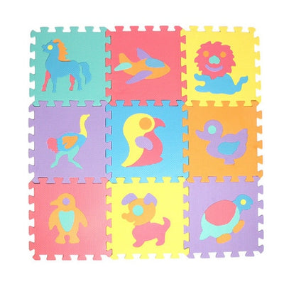 Tapis de jeu doux en mousse avec motif animal et lettre pour bébé