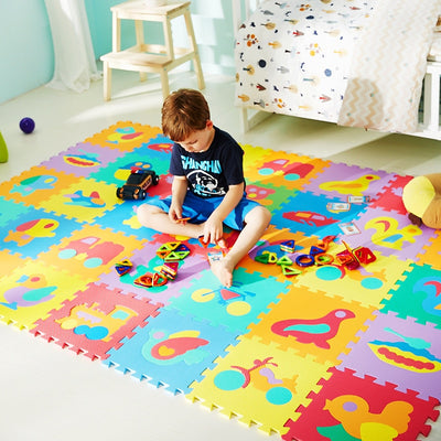 Tapis de jeu doux en mousse avec motif animal et lettre pour bébé