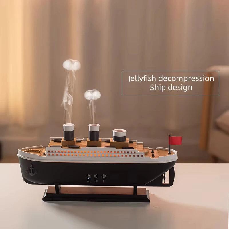 Anneaux de brume en forme de méduse sortant des cheminées du Titanic