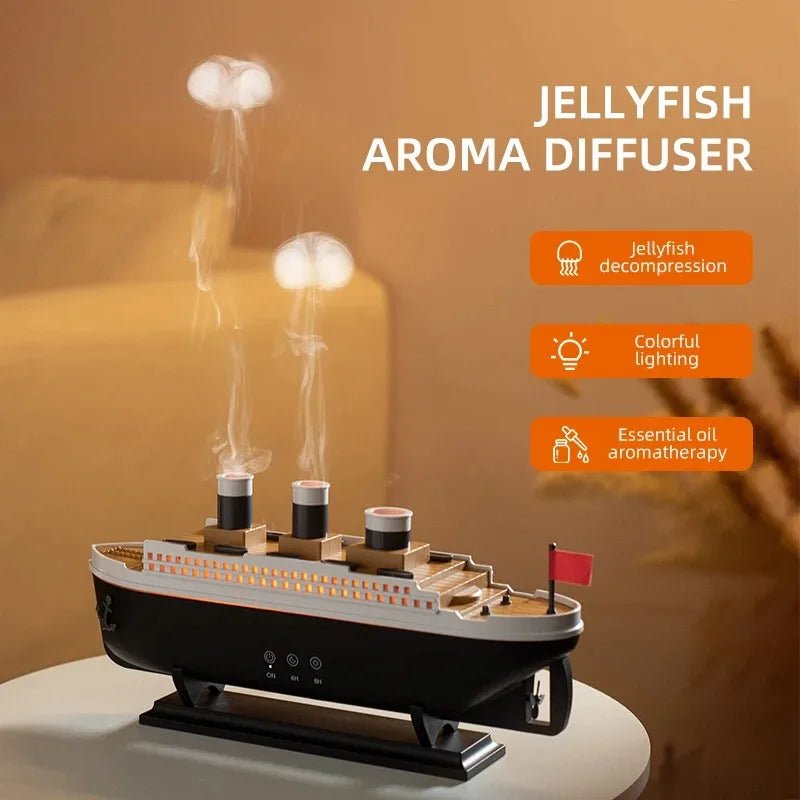 Diffuseur Titanic : effet méduse, lumière colorée, aromathérapie