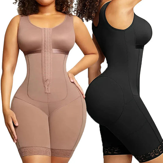 Body gainant sculptant en coloris moka et noir, vue de face et de dos