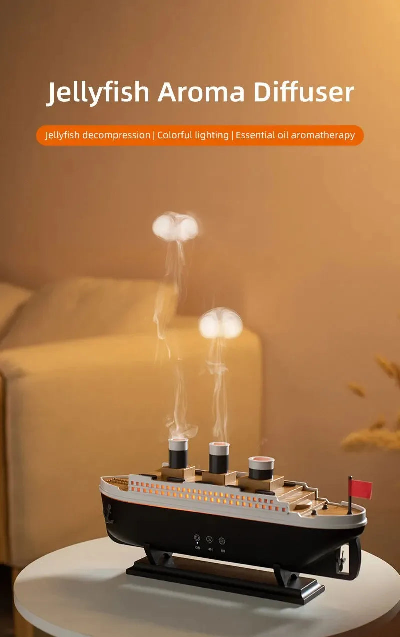 Diffuseur effet méduse en forme de paquebot Titanic dans un salon